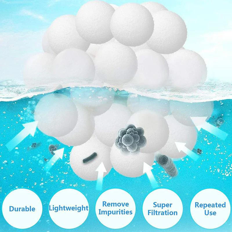 Sfere Filtranti 1400g/2100g/2800g 50mm per Pulizia Piscina, Sfere in Fibra per Purificazione dell'Acqua, Attrezzatura per Pulizia Piscina - immagine 6