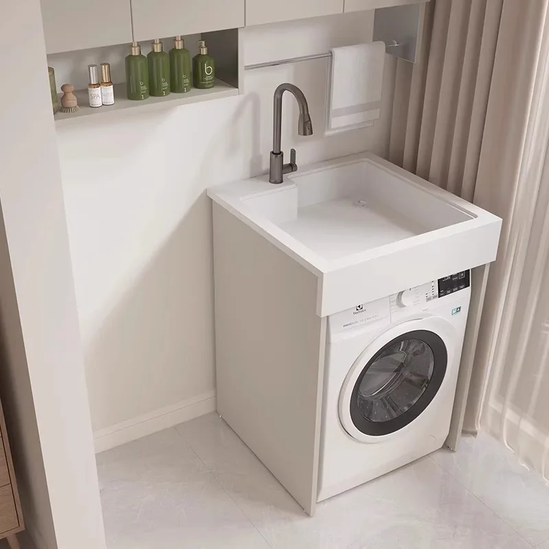 Laundry cabinet small apartment balcony integral washing machine significant other cabinet combination integrated basin