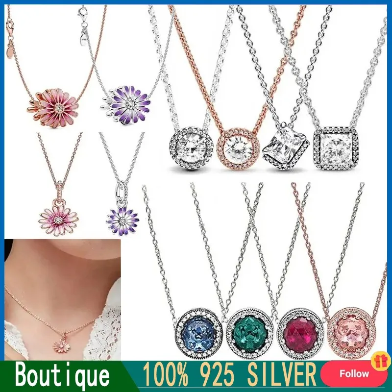 

New Women's Necklace Ocean Heart Cat Eye Beads Exquisite Daisy Necklace Set% 925 Silver DIY Jewelry Fashion Light Luxury