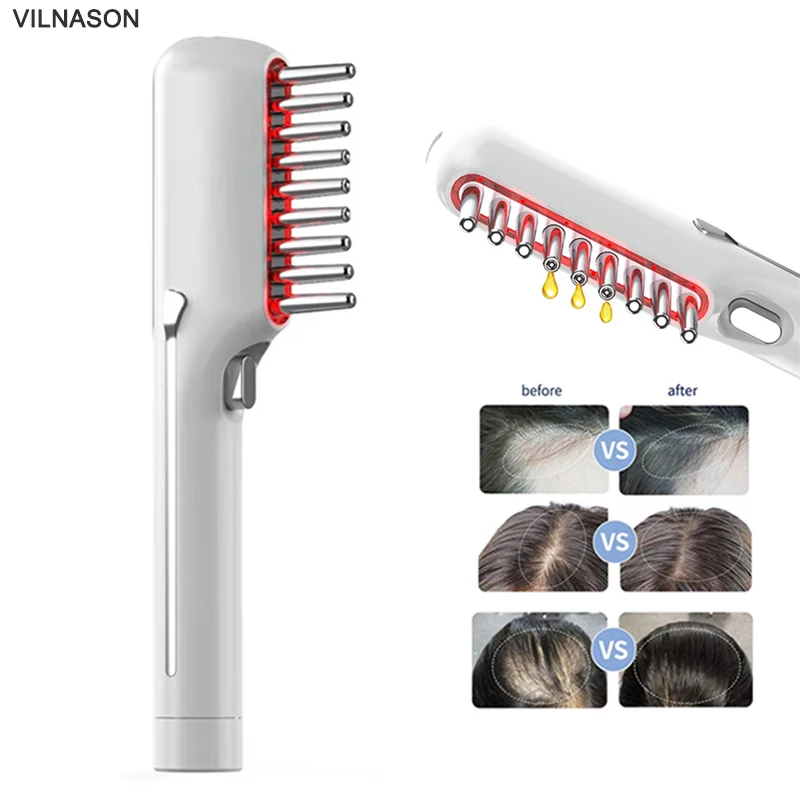 Electric Massage Comb LED Red Light Therapy Hair Growth Applicator Anti-Hair Loss Head Massage Hair Brush Woman Scalp Treatment