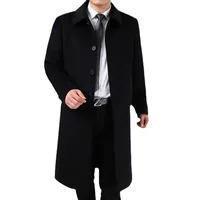 Autumn Winter 90% Cashmere Coat Men's Knee Long Woolen Jacket Business Casual Large Size Clothes Men Clothing Loose Warm Top 6XL 1