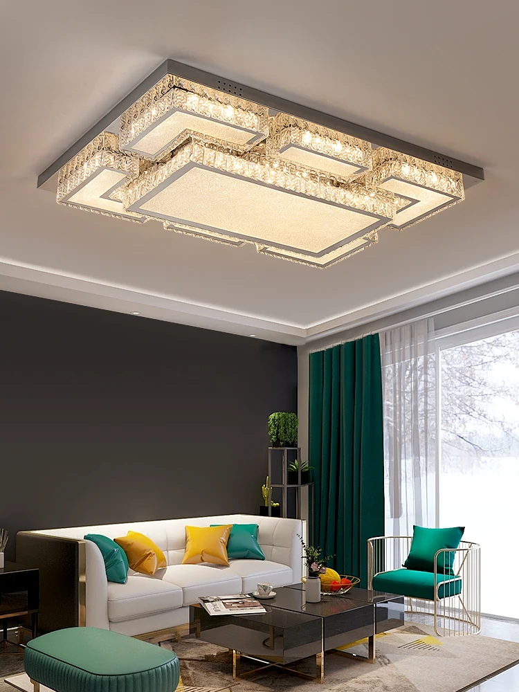 Modern Crystal Chandelier With Remote Control Dimming For