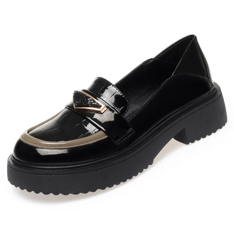 Chunky Loafers Lolita Mary Jane loafers Shoes Woman Spring Platform Loafers Vintage Soft Slip On Black Single Shoes - Image 5