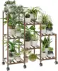 Plant Stand with Wheels for Indoor Plants Wood Tiered Shelf Ladder Plant Holder Table Pot Stand for Window Garden Balcony Patio 2