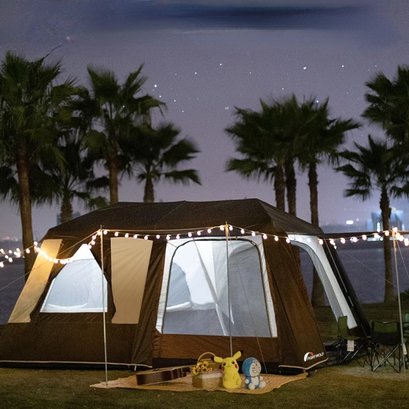 

Two Bedrooms and One Living Room Automatic Pavilion Outdoor Camping Vinyl Thickened Rain-Proof Camping Equipment