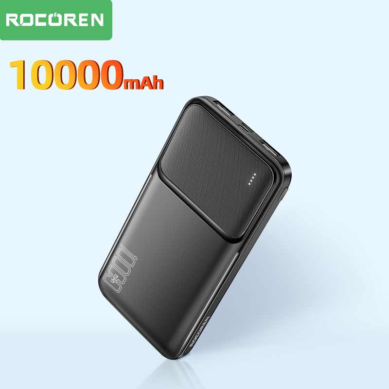 Rocoren 10000mAh Power Bank Portable External Battery Dual USB 10000 mAh Fast Charging Powerbank For iPhone Xiaomi mi Redmi POCO