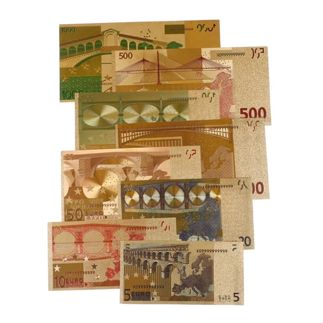 8 pz/set soldi finti Euro Ticket Euro banconota finta lamina d'oro Euro  banconota Euro lamina d'oro carta Money Crafts Collection Bank - AliExpress