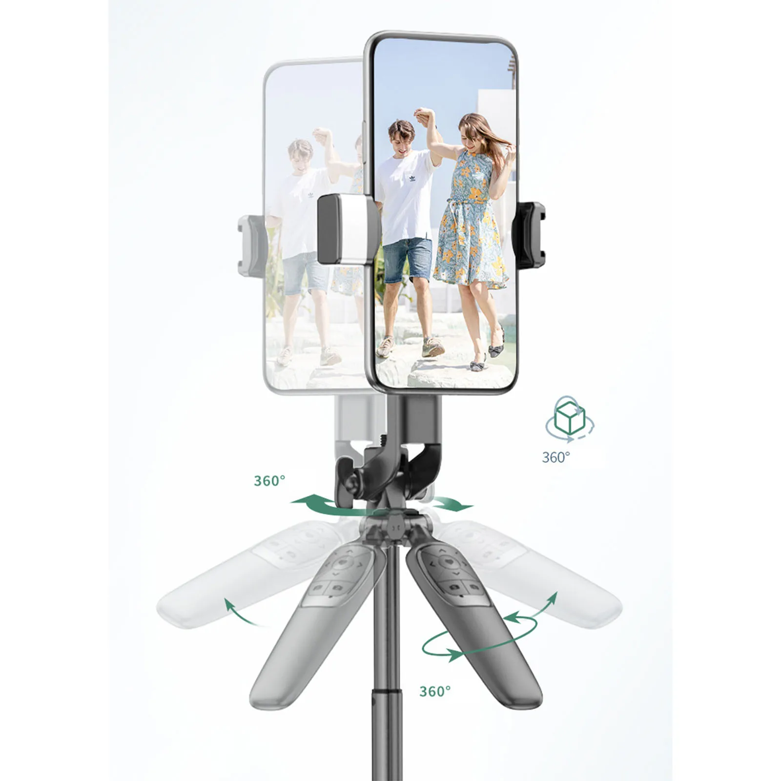 Treppiede Selfie Con Luce LED - Bastone Estensibile, Telecomando Bluetooth, Rotazione 360° - Foto 7