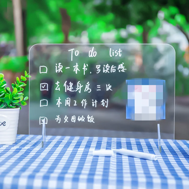 Transparent Acrylic Writing Board Base Desk Pad Drawing Clipboard Handwritten Memo Erasable Note Board with Whiteboard Marker