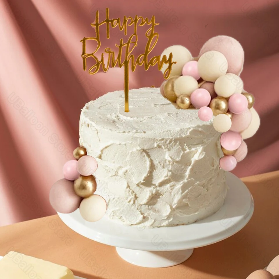 1 Juego de decoraciones para pasteles de bolas rosas, adornos dorados de  piel bohemia de 2-4cm para pastel de bebé, color rosa, para cumpleaños,  boda, Baby Shower, suministro de pastel para fiesta -, image size:960x960