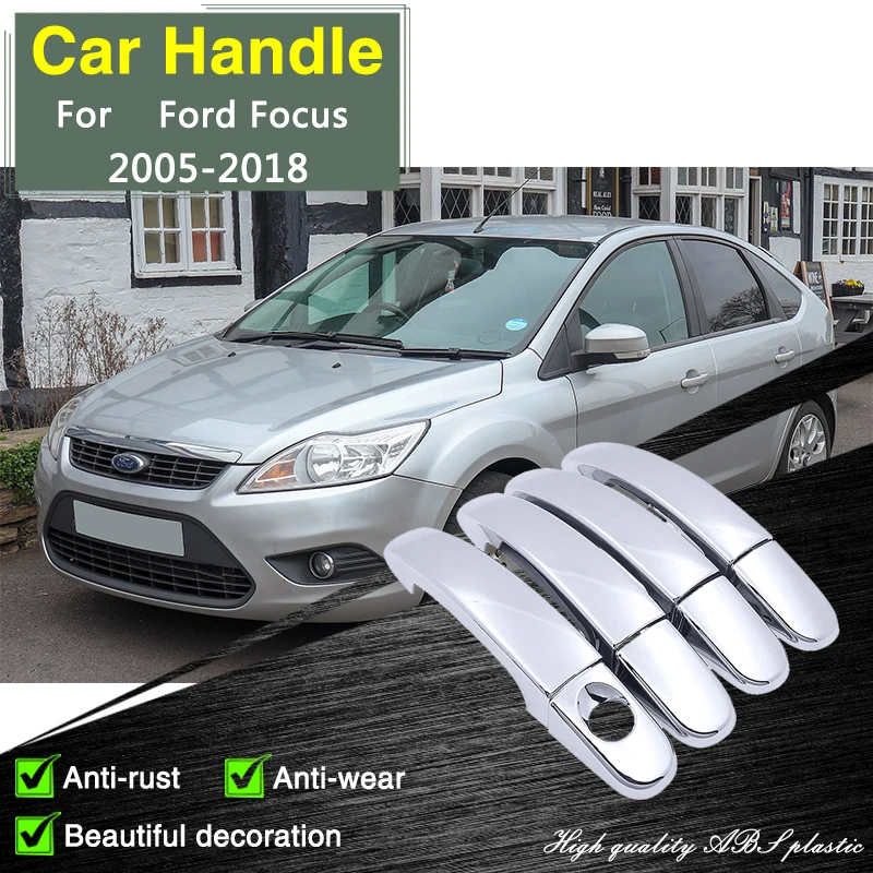 

for Ford Focus 2 3 MK2 MK3 C370 C346 C170 2005~2018 2011 Chrome Door Handle Cover Car Accessories Rustproof Stickers Catch Cap