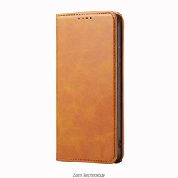 Elegant Magnetic Leather Flip Wallet Case for Smartphones - Premium Holster and Phone Cover (XNWQC Yellow)