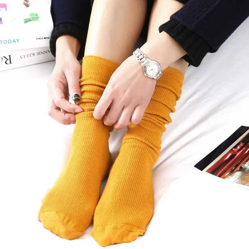 

Hei Hei socks women's day autumn-winter cotton thin women's socks solid color retro Sen-tied ankle boots long leg