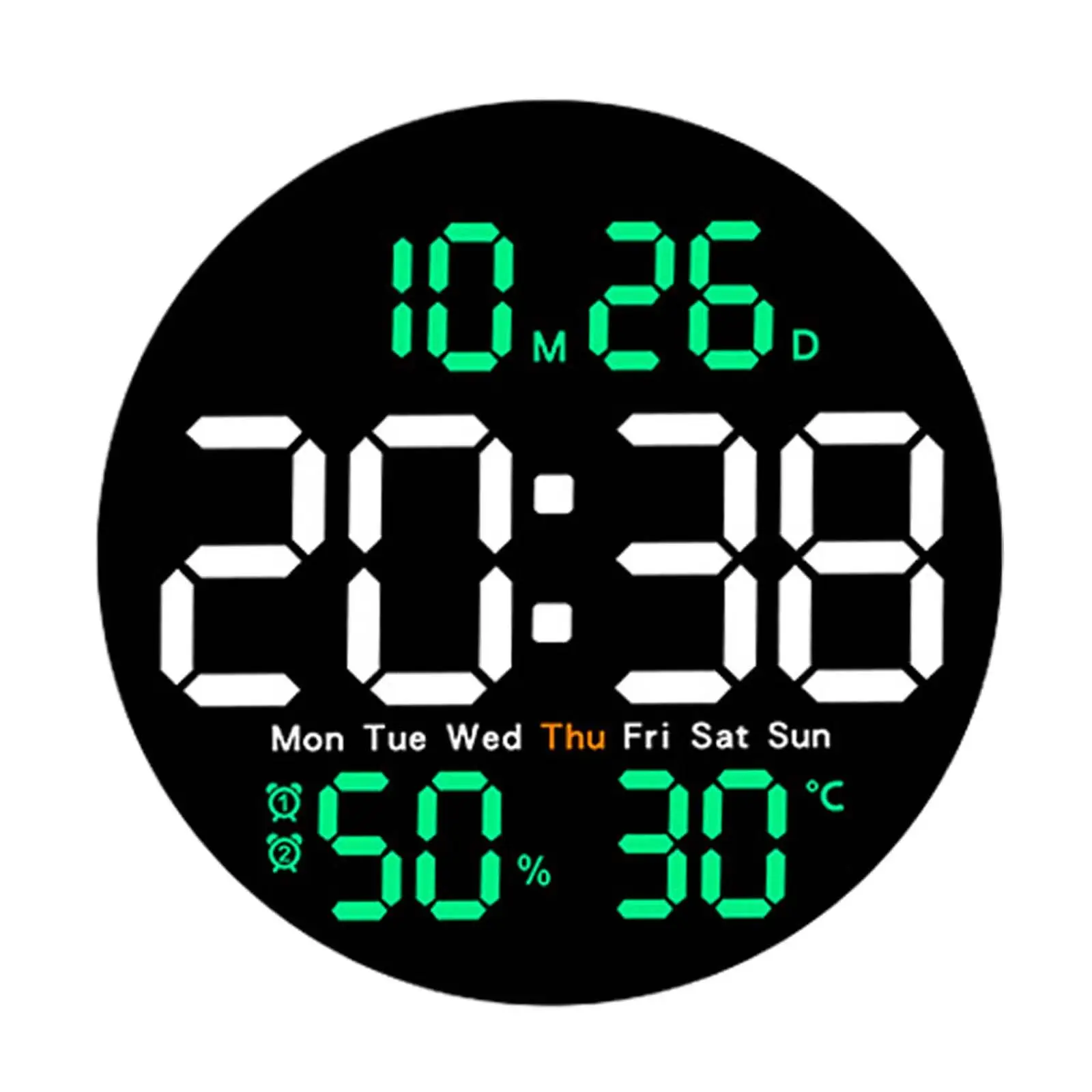 LED Wall Clock Kids Adults Temperature Meter Mute Multifunctional Digital Clock