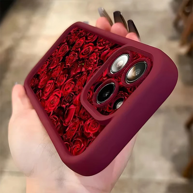 Elegant Red Rose Pattern Soft Silicone Phone Case Cover