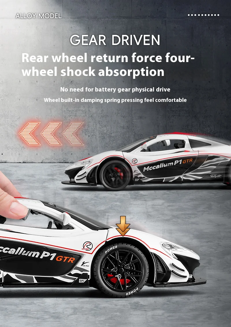 1:22 Mclaren P1 Gtr Supercar Alloy Metal Diecast Model Car Sound &Amp; Light