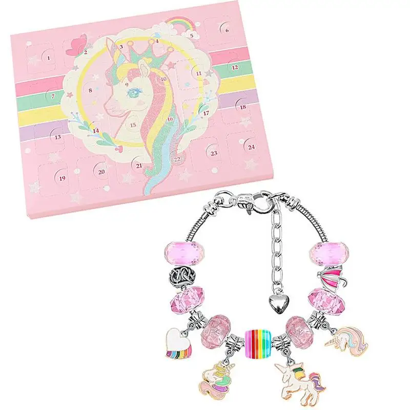 Christmas Jewelry Advent Calendar Christmas DIY Charm Bracelet Countdown Calendars Xmas Gift For Kids Girls