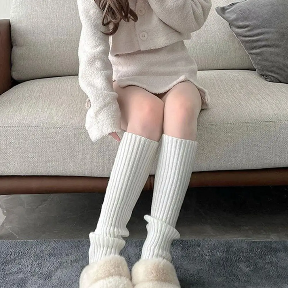 

Однотонные гетры для женщин, теплые утепленные носки в японском стиле, обтягивающие носки на осень и зиму