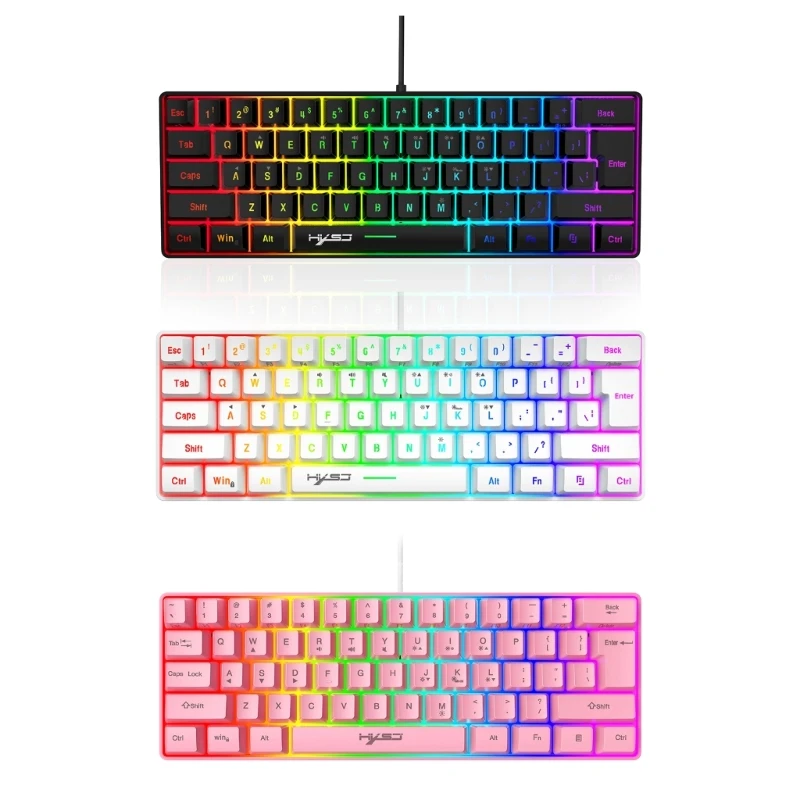 

V700-Wired Gaming Keyboard 61 Keys Multi-Color RGB Illuminated LED Backlit
