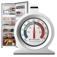 Thermomètres de congélateur -30~30 ° C -20~80 ° Mini thermomètres de jauge à grand cadran pour réfrigérateur en acier inoxydable F pour refroidisseur de réfrigérateur 1