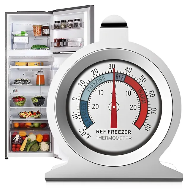 Thermomètres de congélateur -30~30 ° C -20~80 ° Mini thermomètres de jauge à grand cadran pour réfrigérateur en acier inoxydable F pour refroidisseur de réfrigérateur 1