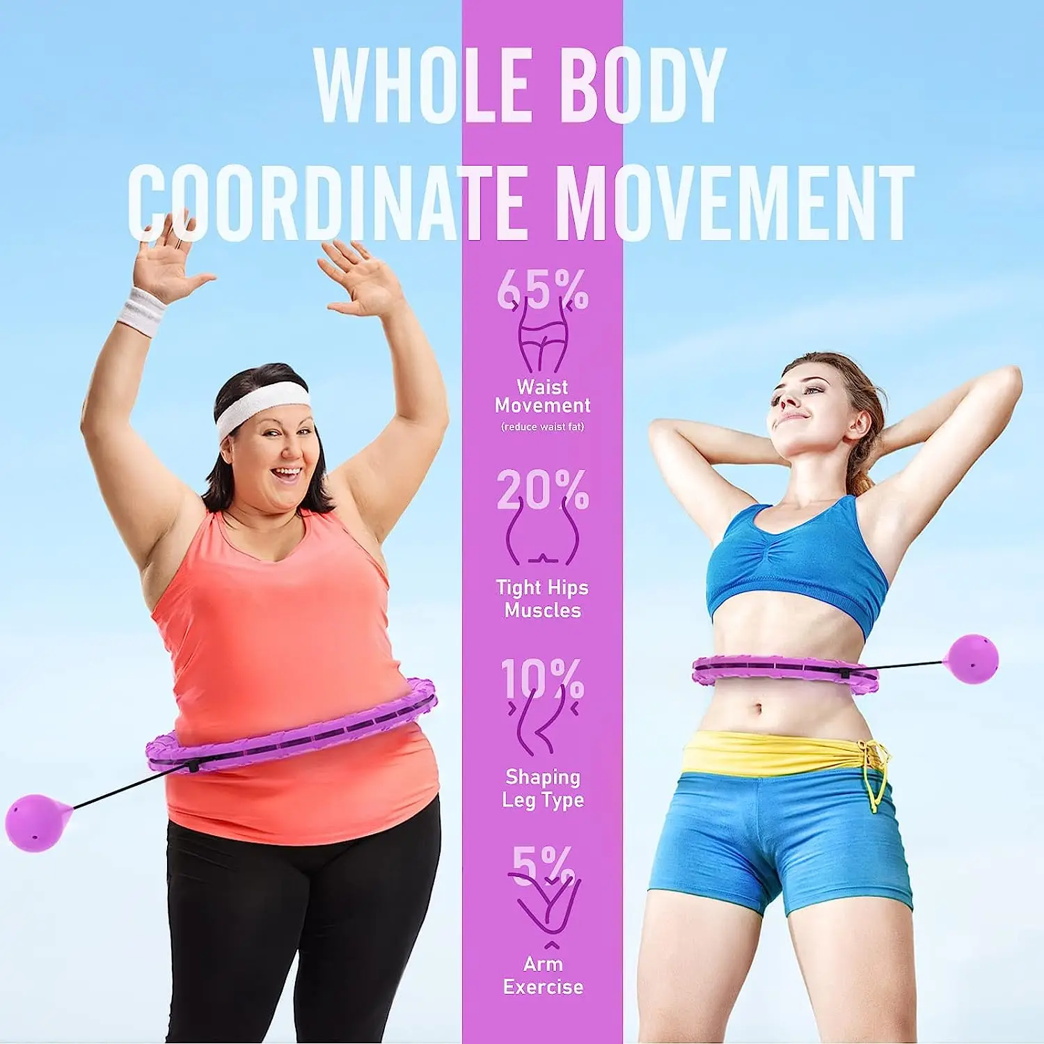 Smart fitness hoop Weighted Exercise Hoops for Adults Easy Detachable Design with Adjustable Weight Fitness Gym Equipment for Home