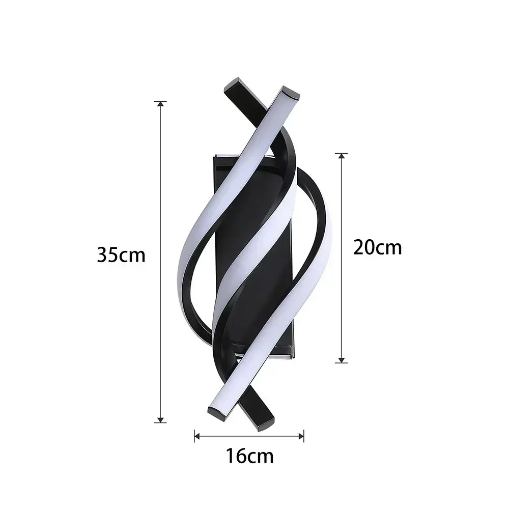 곡선 디자인 LED 벽 조명 나선형 램프, 거실 침실 침대 옆 통로 스콘스, 홈 장식 조명 기구