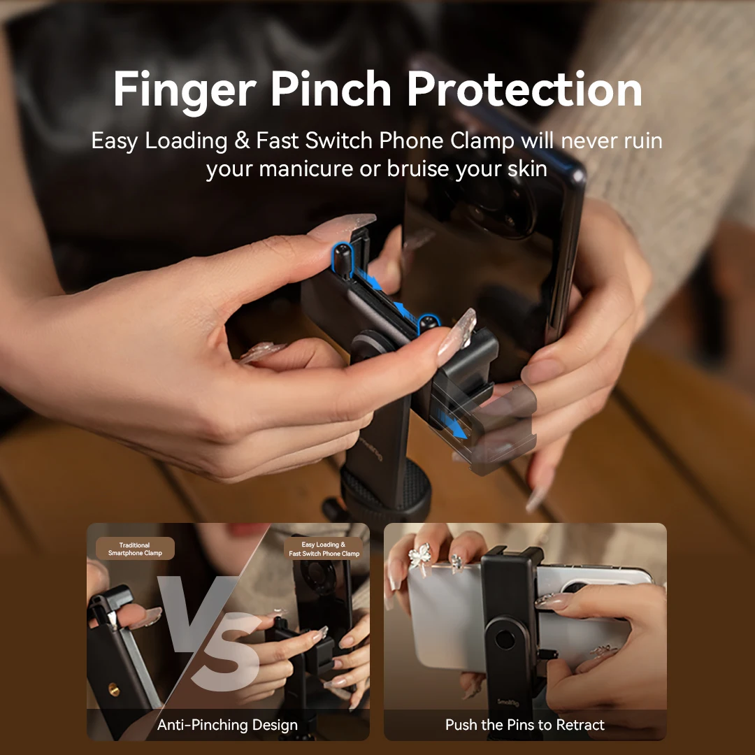 SmallRig 스마트폰 브이로그 삼각대 키트, 삼각대 및 셀카봉 기능 결합, 컴팩트 휴대용 키트, 조명 및 마이크 포함