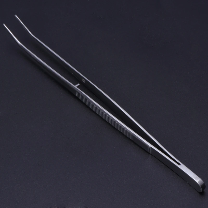 Stainless Steel Tweezers Serrated Curved Dental Instruments Dental Tool