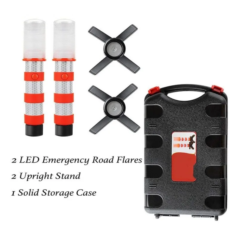 2pcs Warning Light Magnetic Flashlight Emergency Roadside Flares Telescopic Baton Beacon Safety Strobe Light Signal Alert Lamps led light emergency light car strobe light