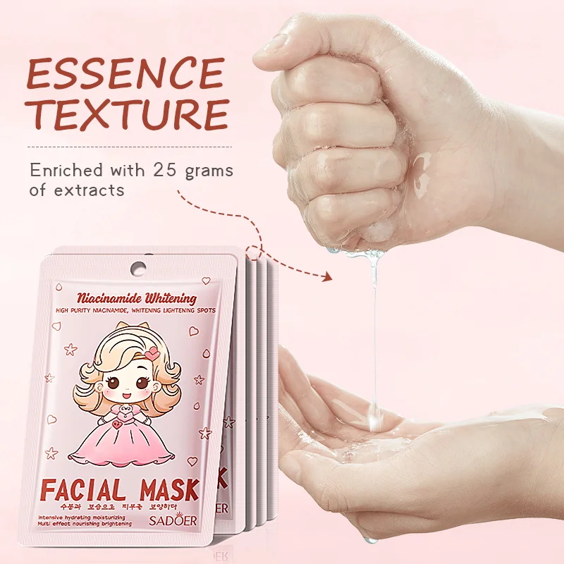 5/10pcs SADOER Nicotinamide Face Mask Facial Skincare Whitening Hydrating Masks Korean Skin Care Cosmetics