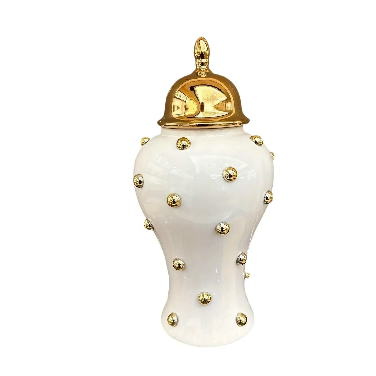 Geometric Storage Tank Embossed Gold Ball Ginger Jar Porcelain Flower Vase Floral Arrangement Accessories Home Decoration 6