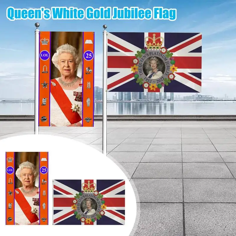 2022 Platinum Jubilee Flag God Save The Queen Giant Portrait Flag 70Th Anniversary Street Party Giant Souvenir Flag