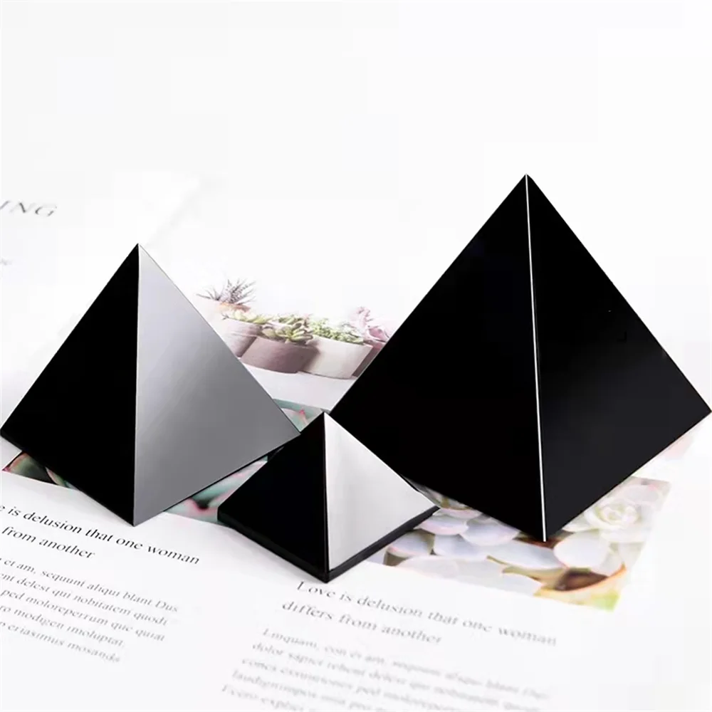 Natural Black Obsidian Energy Healing Tower Quartz Crystal Chakra Stone Pyramid 5