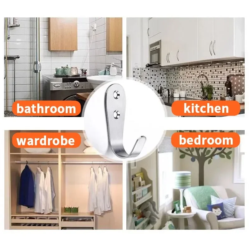 5pcs Stainless Steel Wall Hooks 4