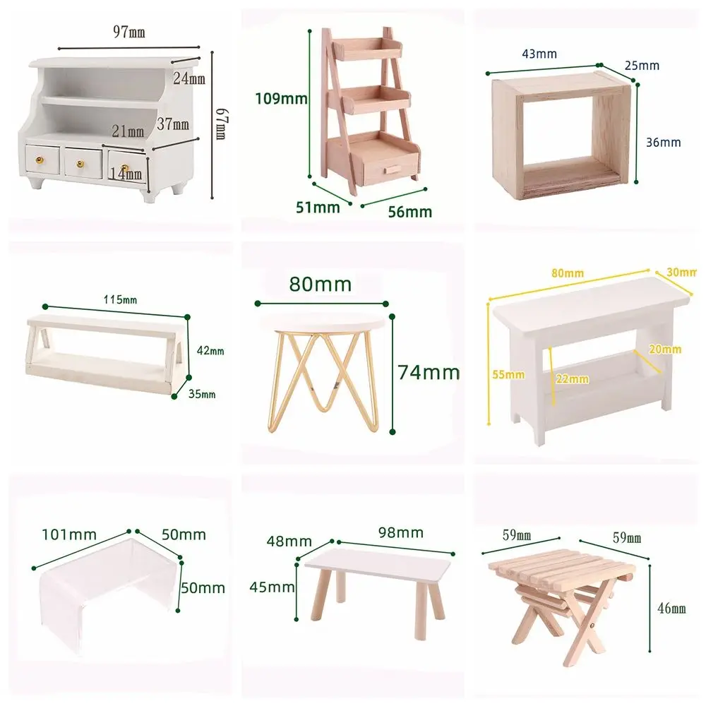 1:12 Scale Dollhouse Miniatures Furniture Teatable Wood Stool Flower Rack Dolls Accessories Photography Props Scenery Model Toy 6