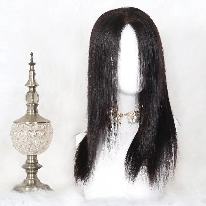 실크 베이스 풀 레이스 가발, 실키 스트레이트 인모 실크 탑 레이스 가발, 프리 플러킹 180% 밀도, 여성용 내구성 있는 풀 레이스 가발