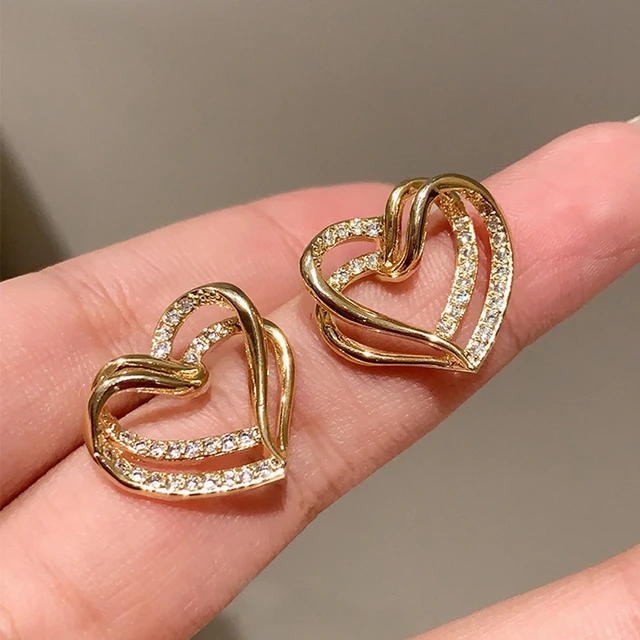 Top more than 133 gold earrings heart design super hot seven.edu.vn