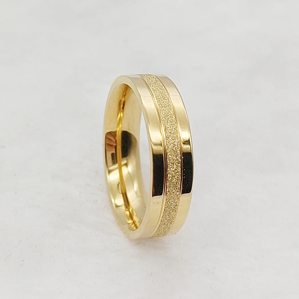 Uloveido Fede nuziale in acciaio inox color oro, 3 mm, 4 mm, vestibilità comoda, anelli di fidanzamento abbinati per donne e uomini, Y643, L1/2
