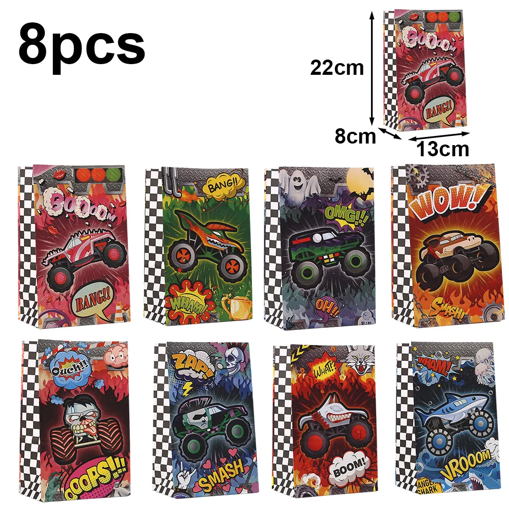 Racing Monster Truck Geburtstag Party Supplies Geschirr Geschenktüte Schlüsselanhänger Temporäre Tattoos Aufkleber Ballon Slap Armbänder – Detail 3