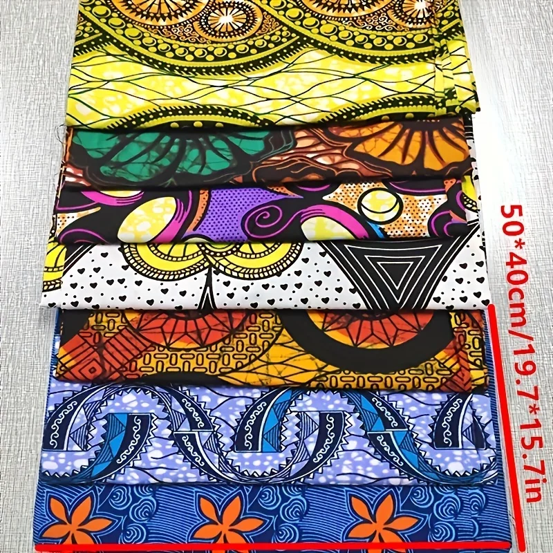 8PCS 50 * 40cm/19.7 * 15.7in new African wax fabric DIY handmade patchwork fabric group polyester digital printed