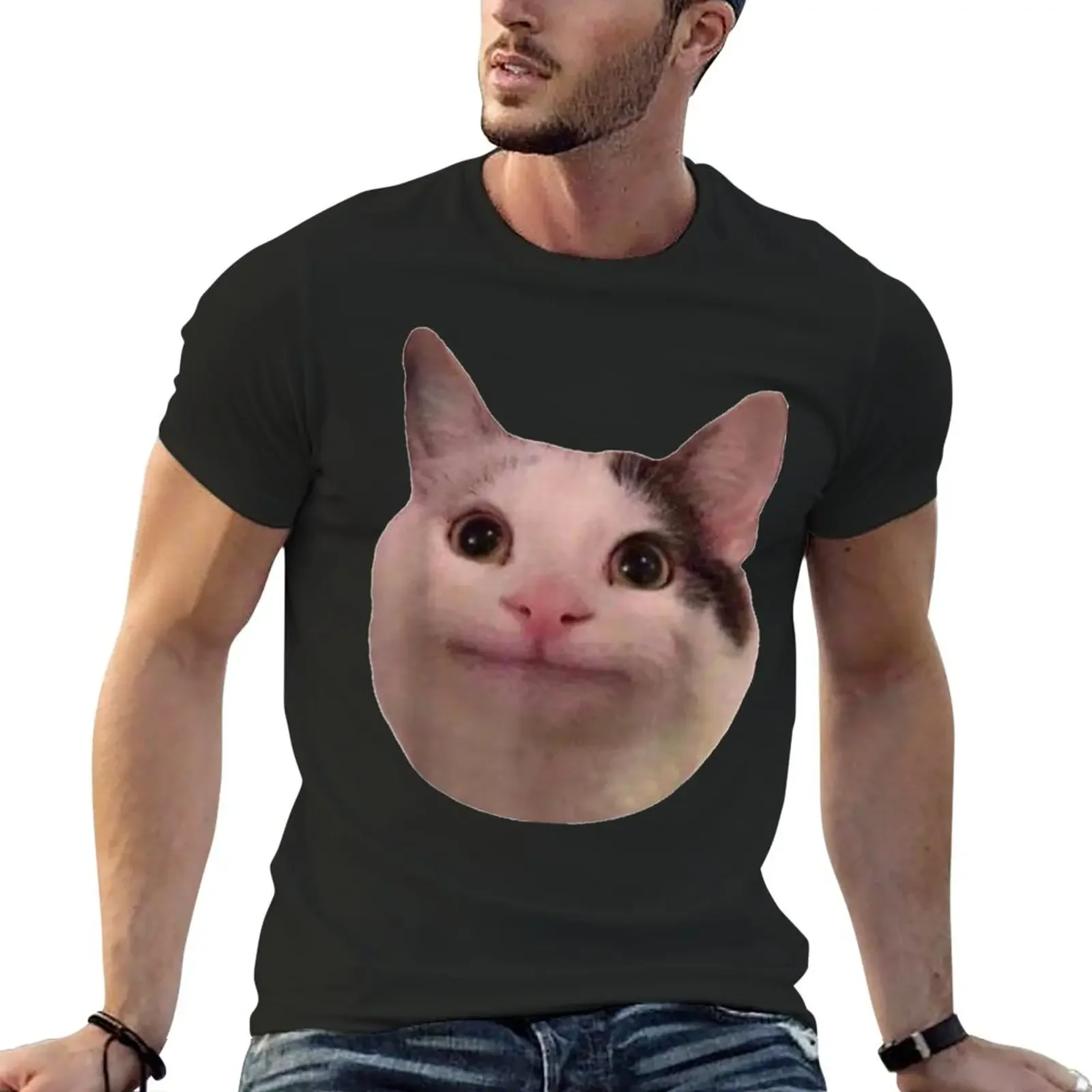 Smiling Cat Beluga - Cat Beluga T-Shirt Grafica Ragazzi Bianchi Pesi Massimi T-Shirt Grafiche Da Uomo Grandi E Alte