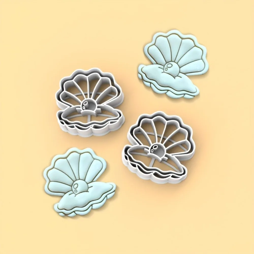 2Pcs 발렌타인 데이 우아한 진주 쉘 폴리머 클레이 커터 세트 조개껍질 바다 귀걸이 쥬얼리 펜던트 만들기 금형