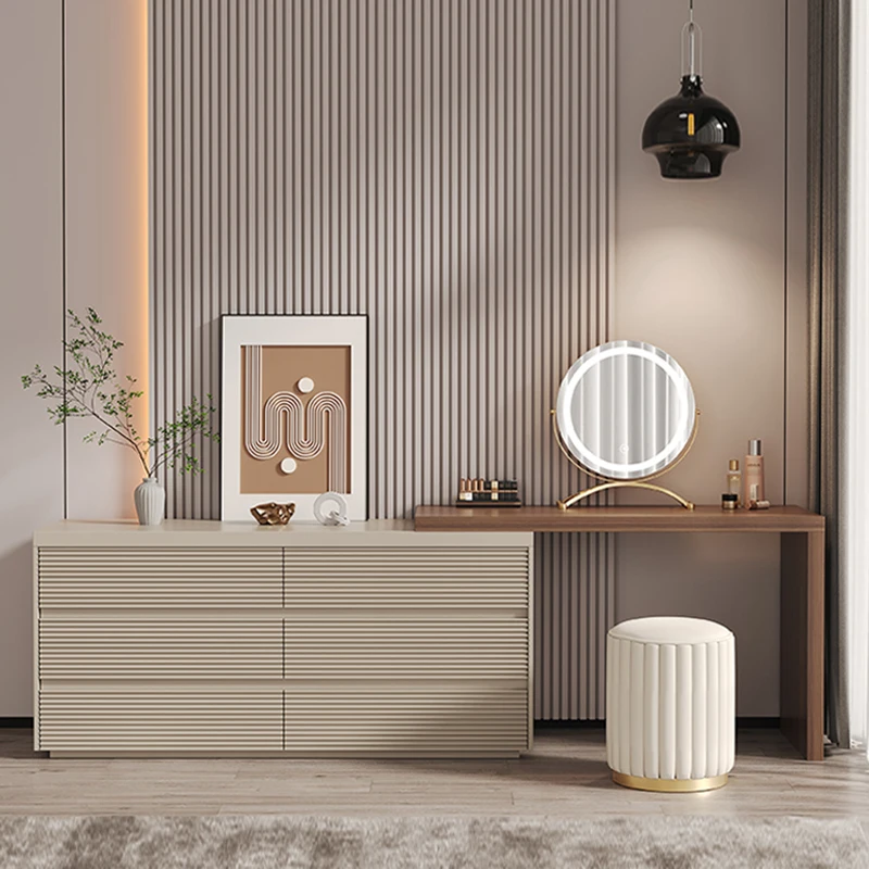 

Large Mirror Led Dressing Table Drawer Modern Women Corner Dressing Table Vanity 6 Drawer Comoda Pra Quarto Bedroom Furniture