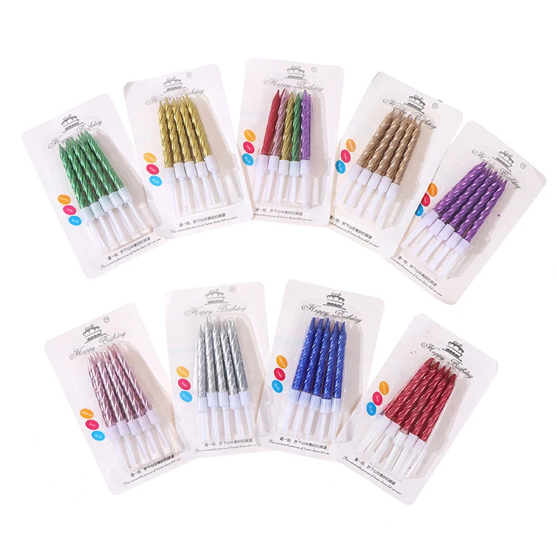 10pcssetThreadColorBirthdayCandlesWithStandCakeCandleEvent