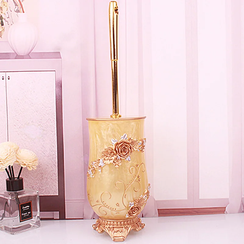 Bathroom Set Vintage Cleaning Brush Toilet Accessories Set Toilet Brush Resin + Stainless Steel Long Handle Restroom Supplies