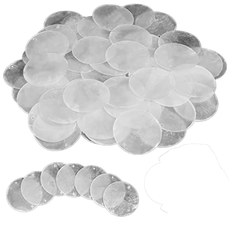 

120 Pcs Round Natural Shells Capiz Sea Shells 2 Inch Oyster Shells For Crafting With 2 Holes Sea Shell Discs