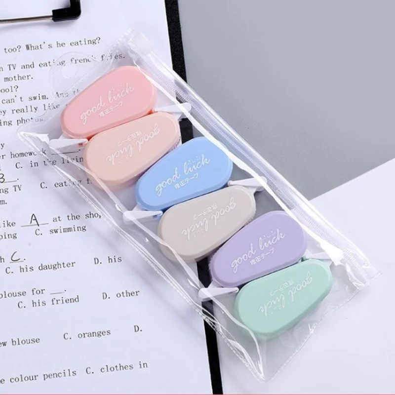 6pcs/set Mini Morandi Color Correction Tape Set School Supplies Stationary 6.7*3.1cm