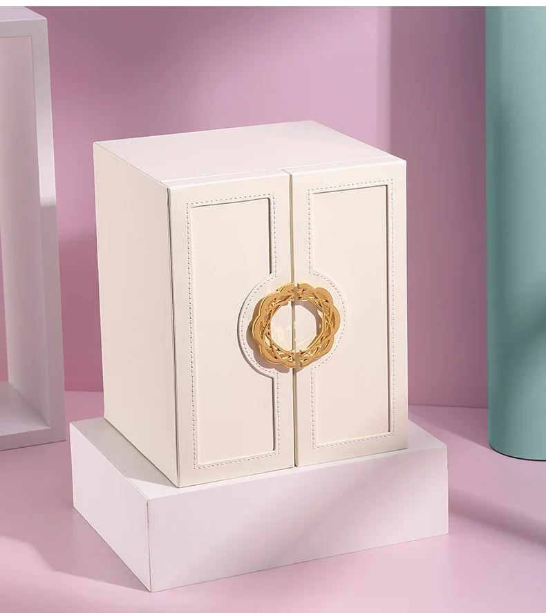 Multi-Layer Desktop Home Leather Drawer Large Capacity Earrings Necklace Jewelry Storage Box