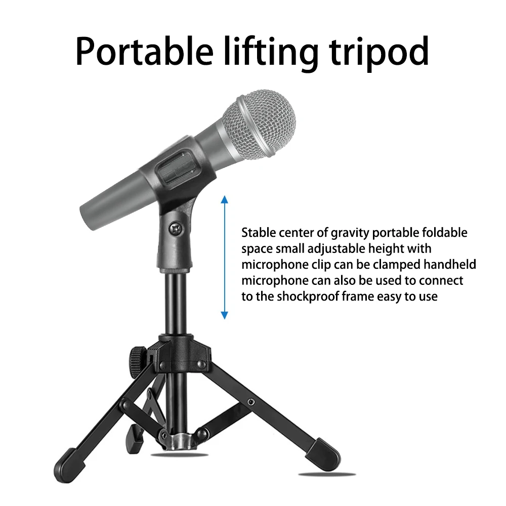 Microphone Stand Foldable Microphone Stand Desktop Tripod Mic Stand Holder Mini Mic Holder